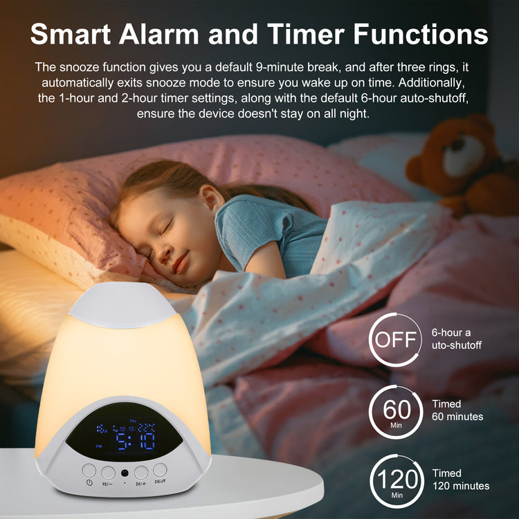 Star Projector, RGB Ambient Light, Dual Alarm Clock with Snooze, White Noise Machine with 16 Soothing Sounds, Bedroom Night Light, BT Speaker, Timer, Temperature Monitor Display, with Remote Control
