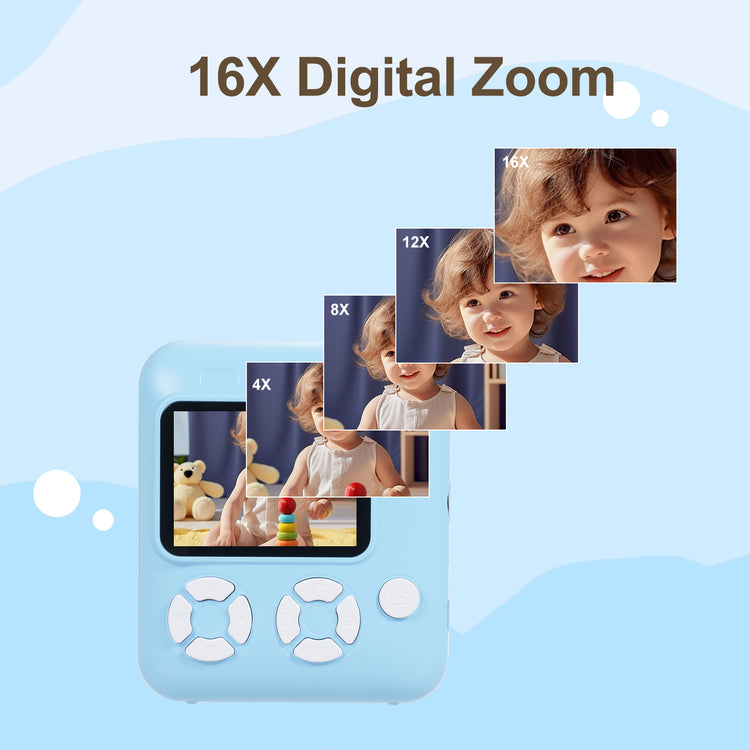 Kisdream Kids Camera Instant Print 2.4 Inch Screen Camera 1080P Video Camera for Kids with 32GB Memory Card and 5 Rolls Paper