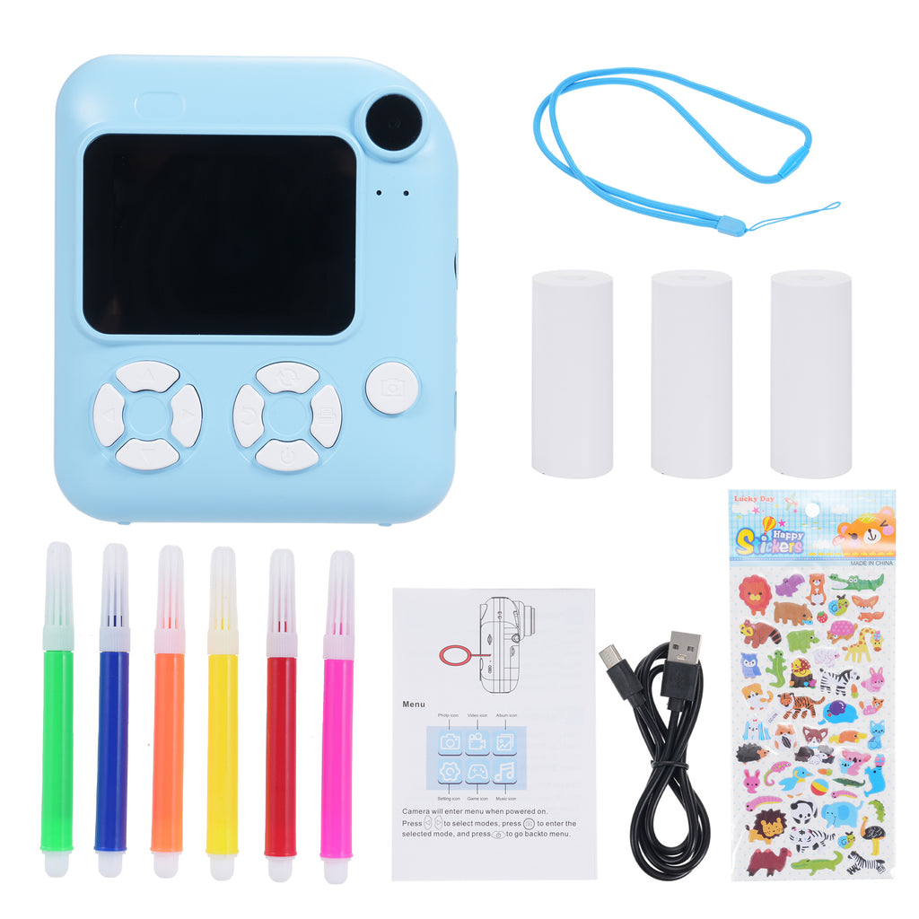 Kisdream Kids Camera Instant Print 2.4 Inch Screen Camera 1080P Video Camera for Kids with 32GB Memory Card and 5 Rolls Paper