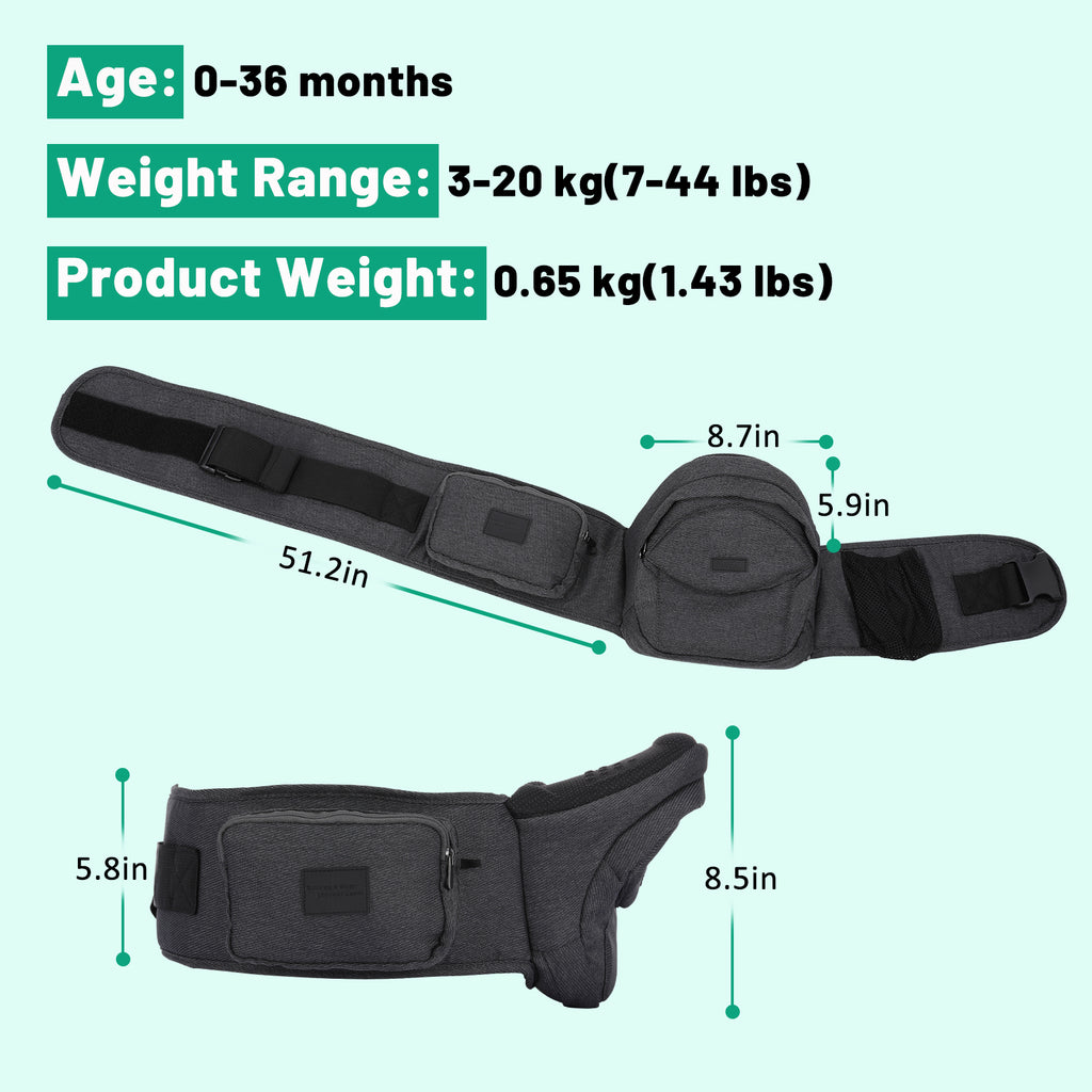 Kisdream Baby Front Carrier Single Waist Stool Dark Gray