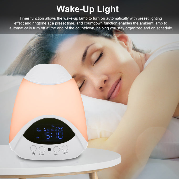 Star Projector, RGB Ambient Light, Dual Alarm Clock with Snooze, White Noise Machine with 16 Soothing Sounds, Bedroom Night Light, BT Speaker, Timer, Temperature Monitor Display, with Remote Control