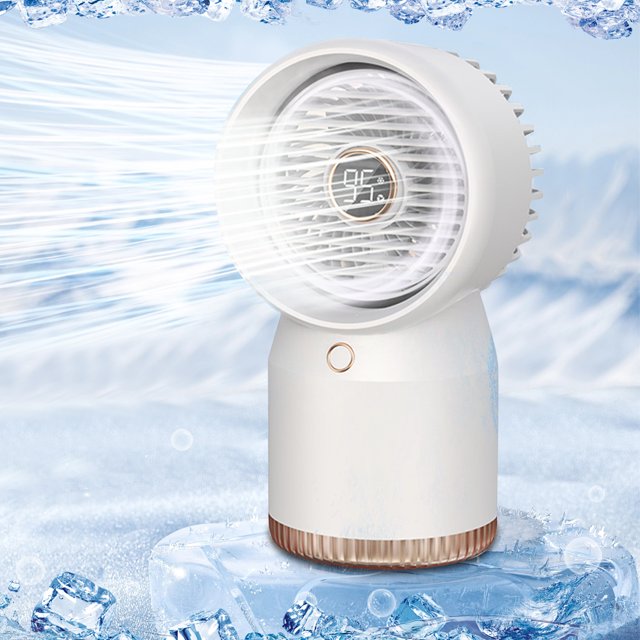 Small Air Conditioner, Home Office Desktop Cold Fan, Portable Humidifier, Evaporative Air Cooler, USB Cooling Fan with Night Light, 4 Speeds, Type-C Plug and Play