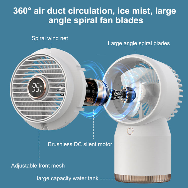Small Air Conditioner, Home Office Desktop Cold Fan, Portable Humidifier, Evaporative Air Cooler, USB Cooling Fan with Night Light, 4 Speeds, Type-C Plug and Play