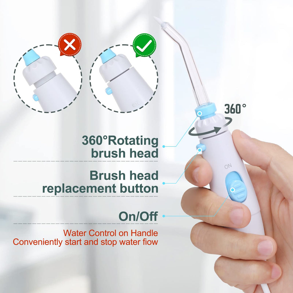 Water Flosser, Power Dental Water Flossers for Teeth & Braces Cleaning, Electric Oral Irrigator Water Flosser for Adults & Kids with 10 Pressures & 8 Tips, 600ml Water Pick Flosser for Family White