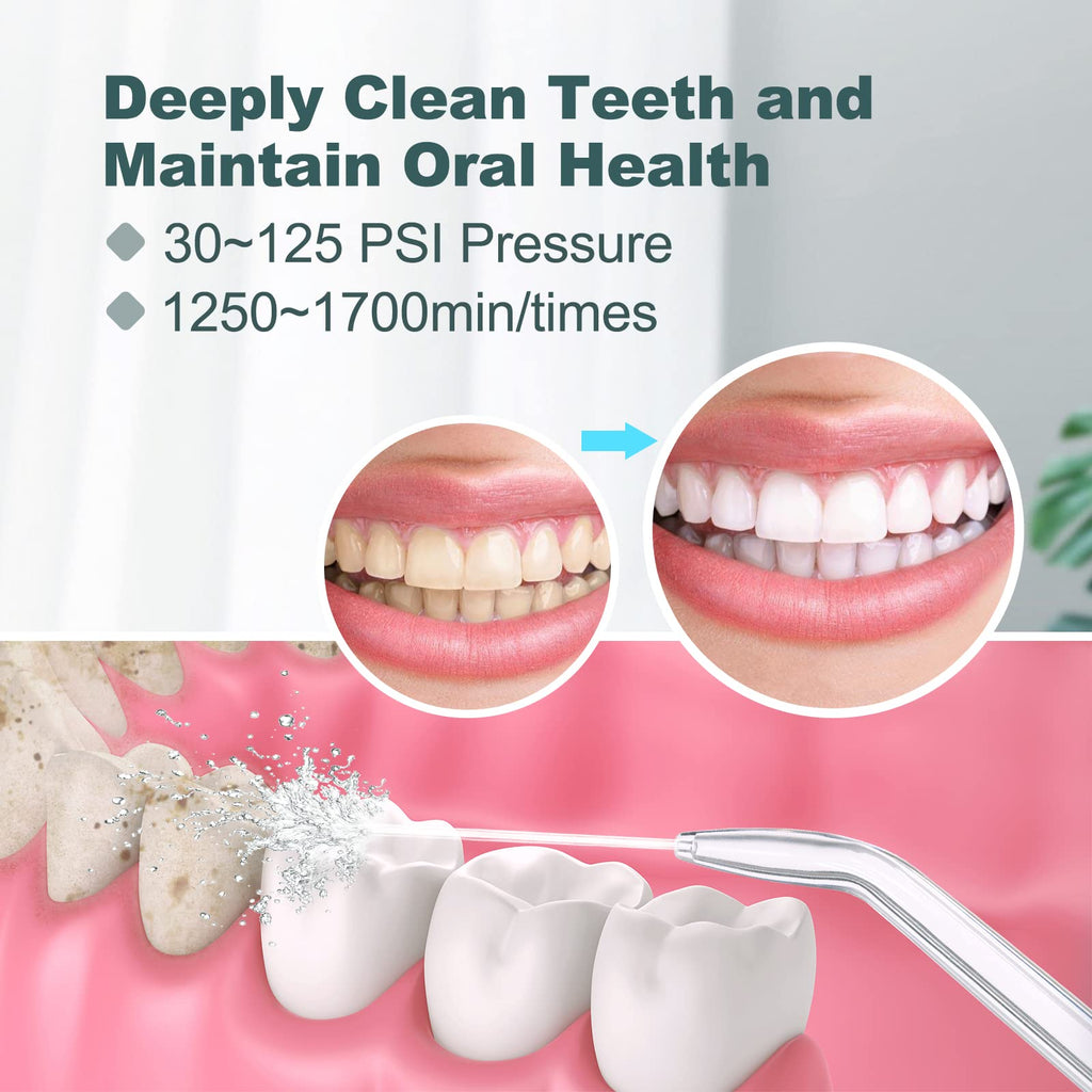 Water Flosser, Power Dental Water Flossers for Teeth & Braces Cleaning, Electric Oral Irrigator Water Flosser for Adults & Kids with 10 Pressures & 8 Tips, 600ml Water Pick Flosser for Family White