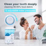 Water Flosser, Power Dental Water Flossers for Teeth & Braces Cleaning, Electric Oral Irrigator Water Flosser for Adults & Kids with 10 Pressures & 8 Tips, 600ml Water Pick Flosser for Family White