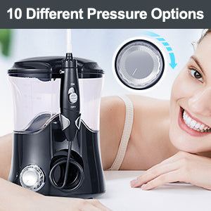 Water Flosser, Water Picks for Teeth Cleaning with 10 Pressures & 8 Tips for Family Use, 600ml Powerful Teeth Cleaner Oral Irrigator for Teeth/Braces Cleaning and Flossing Black