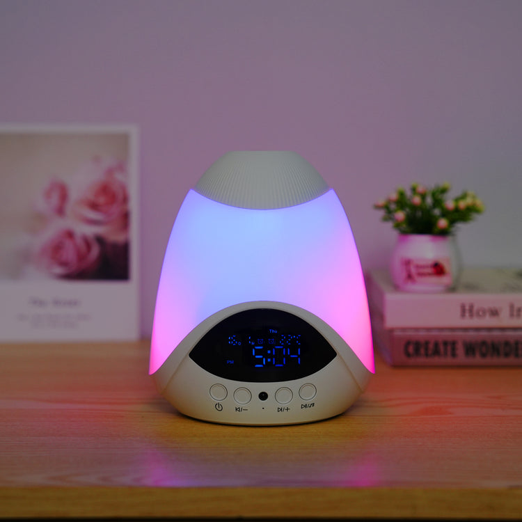 Star Projector, RGB Ambient Light, Dual Alarm Clock with Snooze, White Noise Machine with 16 Soothing Sounds, Bedroom Night Light, BT Speaker, Timer, Temperature Monitor Display, with Remote Control
