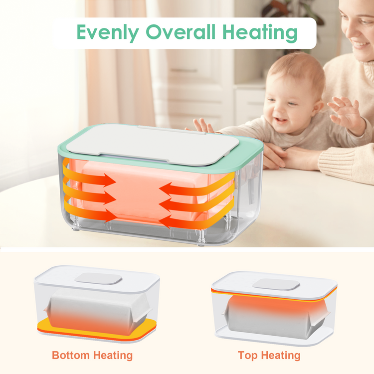 Kisdream Baby Wipe Warmer & Wet Wipes Dispenser - Portable Large Capacity, Evenly Heated for Newborns Nursery - Green