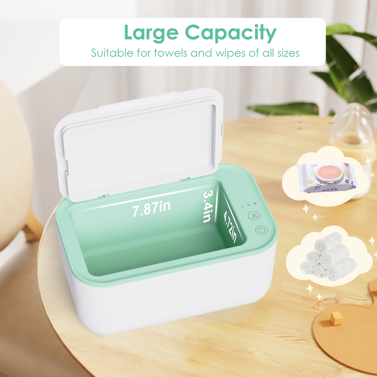 Kisdream Baby Wipe Warmer & Wet Wipes Dispenser - Portable Large Capacity, Evenly Heated for Newborns Nursery - Green