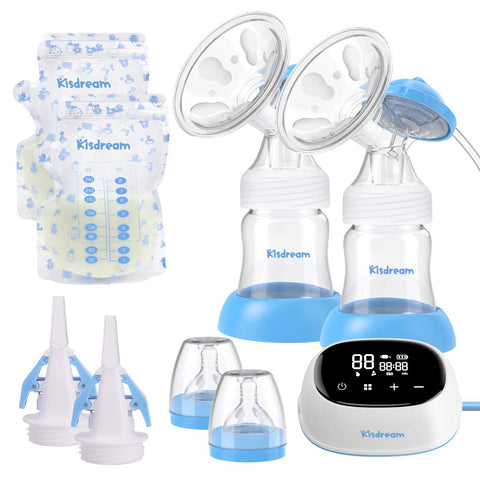 Kisdream Portable Wearable Breast Pump Hands Free Electric Breast Pump with  LED Screen for Breastfeeding 4 Modes 9 Suction Level Low Noise Built-in