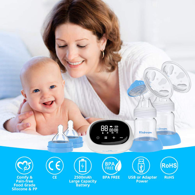 Double Electric Breast Pump with 10 Breastmilk Storage Bags