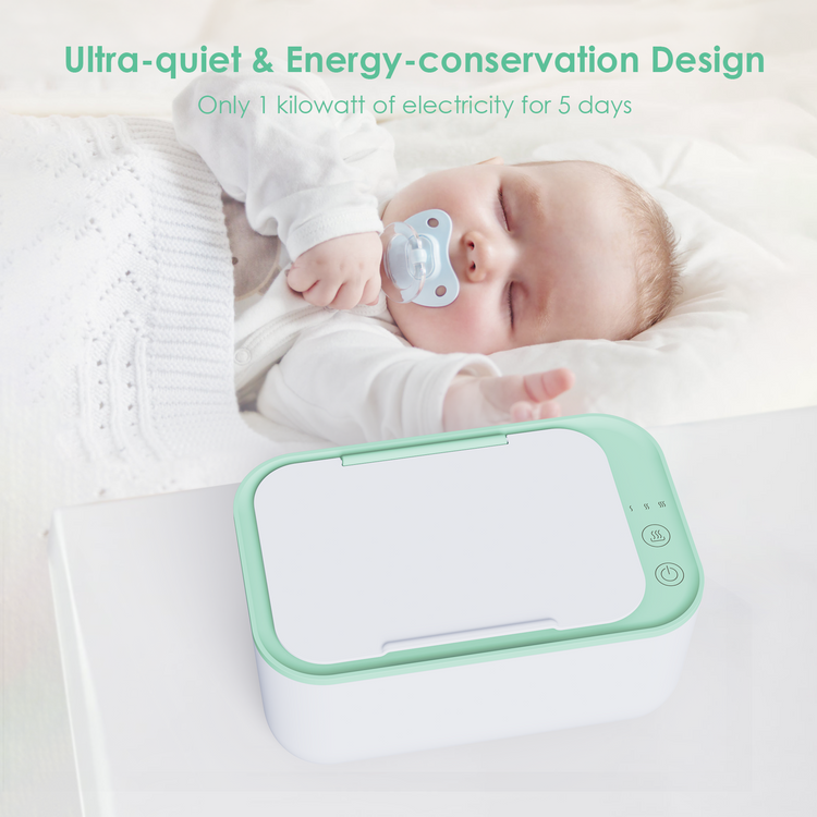 Kisdream Baby Wipe Warmer & Wet Wipes Dispenser - Portable Large Capacity, Evenly Heated for Newborns Nursery - Green