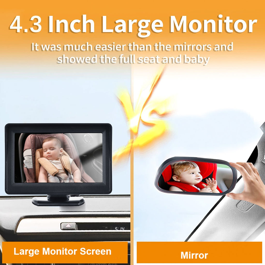Baby Car Mirror Camera - 4.3" HD 1080P Backseat Infant Monitor With Wide 150?? View For Rear-Facing Seats