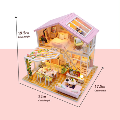 DIY Wooden Dollhouse Kit with Furniture